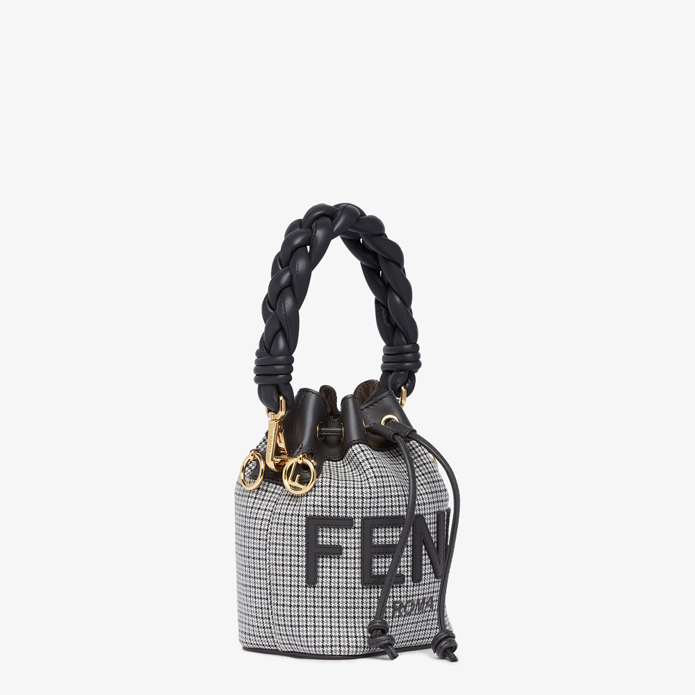 Fendi Mon Tresor Grey houndstooth wool mini-bag 8BS010ALMYF0C3M - Photo-2