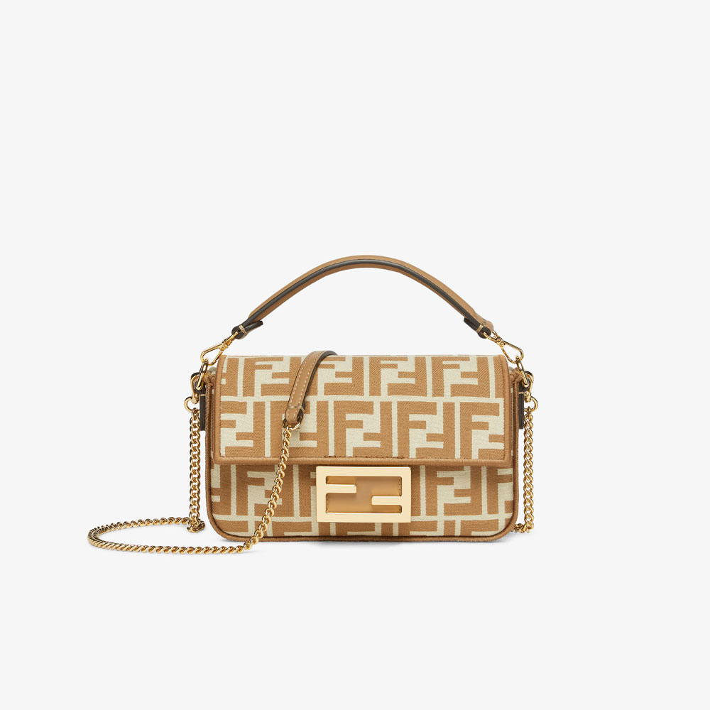 Fendi Baguette Mini Beige FF jacquard fabric bag 8BS017AOVFF1PIQ