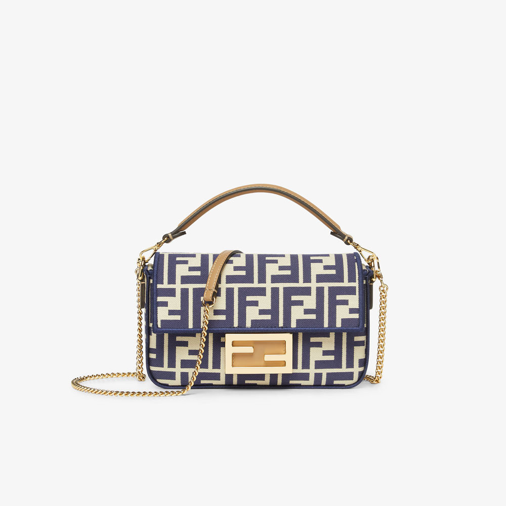 Fendi Baguette Mini Blue FF jacquard fabric bag 8BS017AOVFF1PIR