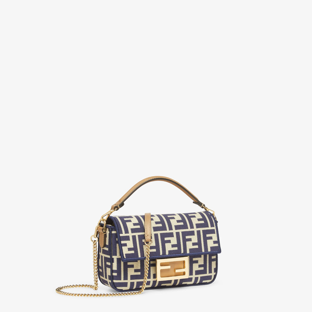 Fendi Baguette Mini Blue FF jacquard fabric bag 8BS017AOVFF1PIR - Photo-2