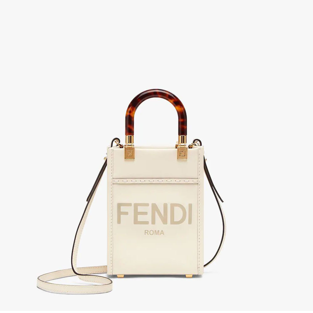 Fendi Mini Sunshine Shopper White leather bag 8BS051ABVLF0K7E