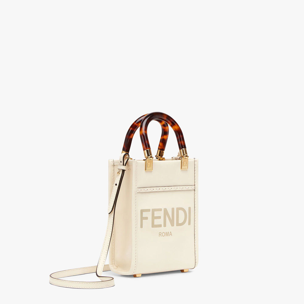 Fendi Mini Sunshine Shopper White leather bag 8BS051ABVLF0K7E - Photo-2