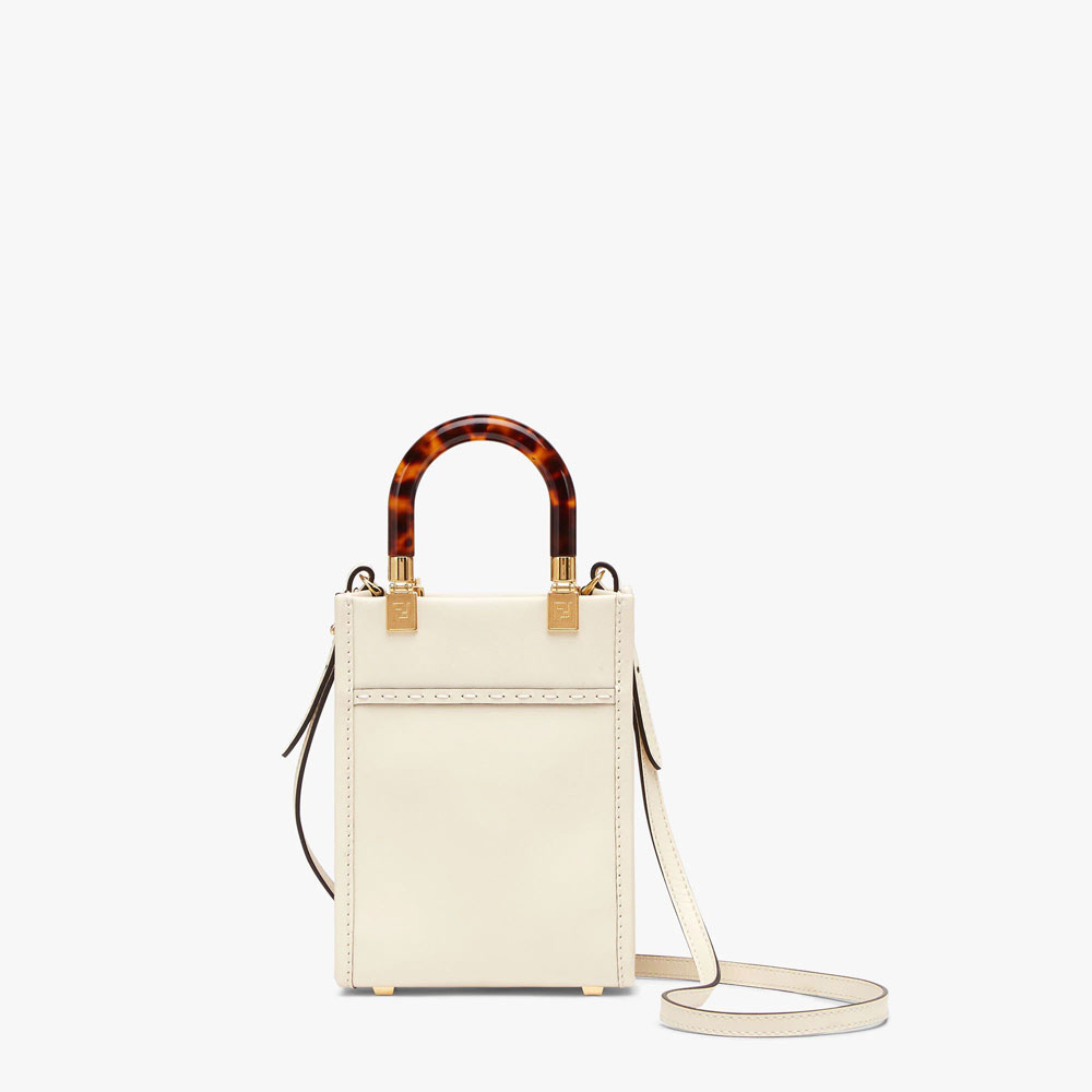 Fendi Mini Sunshine Shopper White leather bag 8BS051ABVLF0K7E - Photo-3
