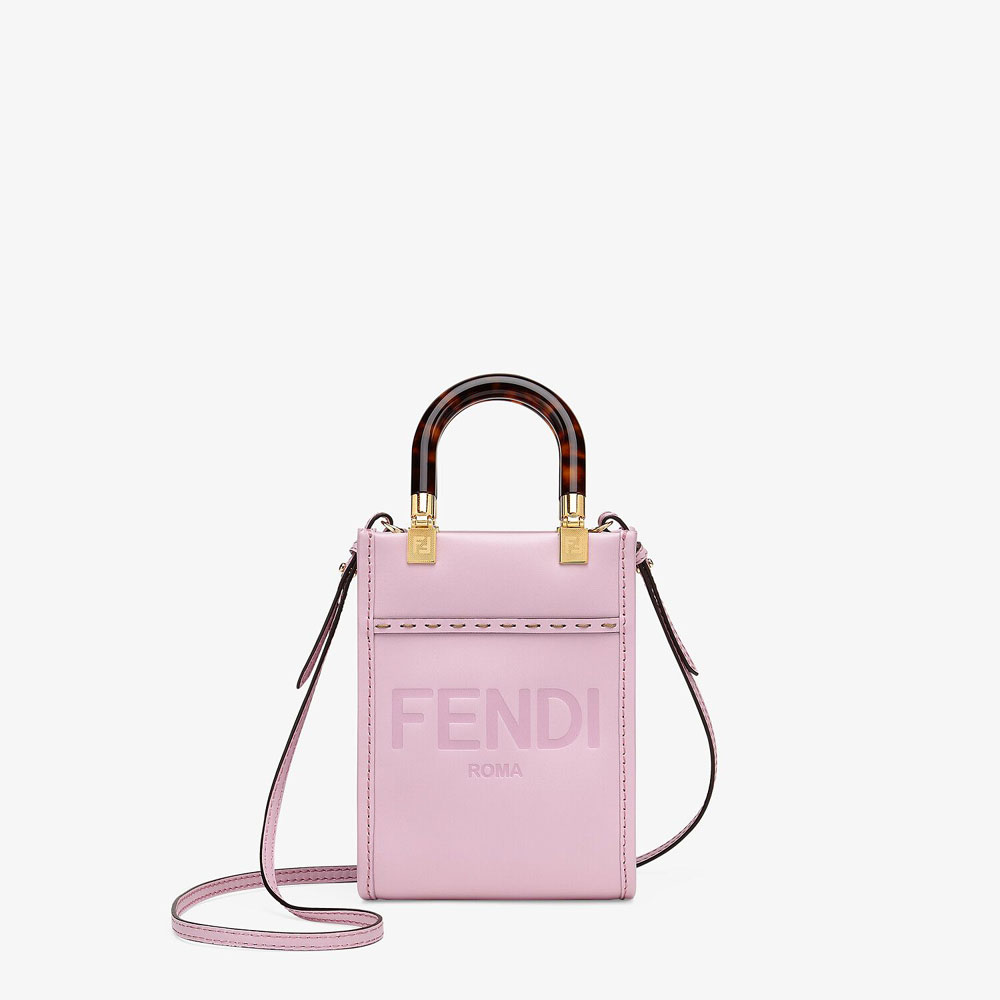Fendi Mini Sunshine Shopper Pink Leather Mini Bag 8BS051 ABVL F0NVJ