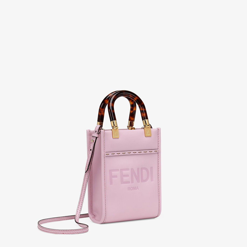 Fendi Mini Sunshine Shopper Pink Leather Mini Bag 8BS051 ABVL F0NVJ - Photo-3