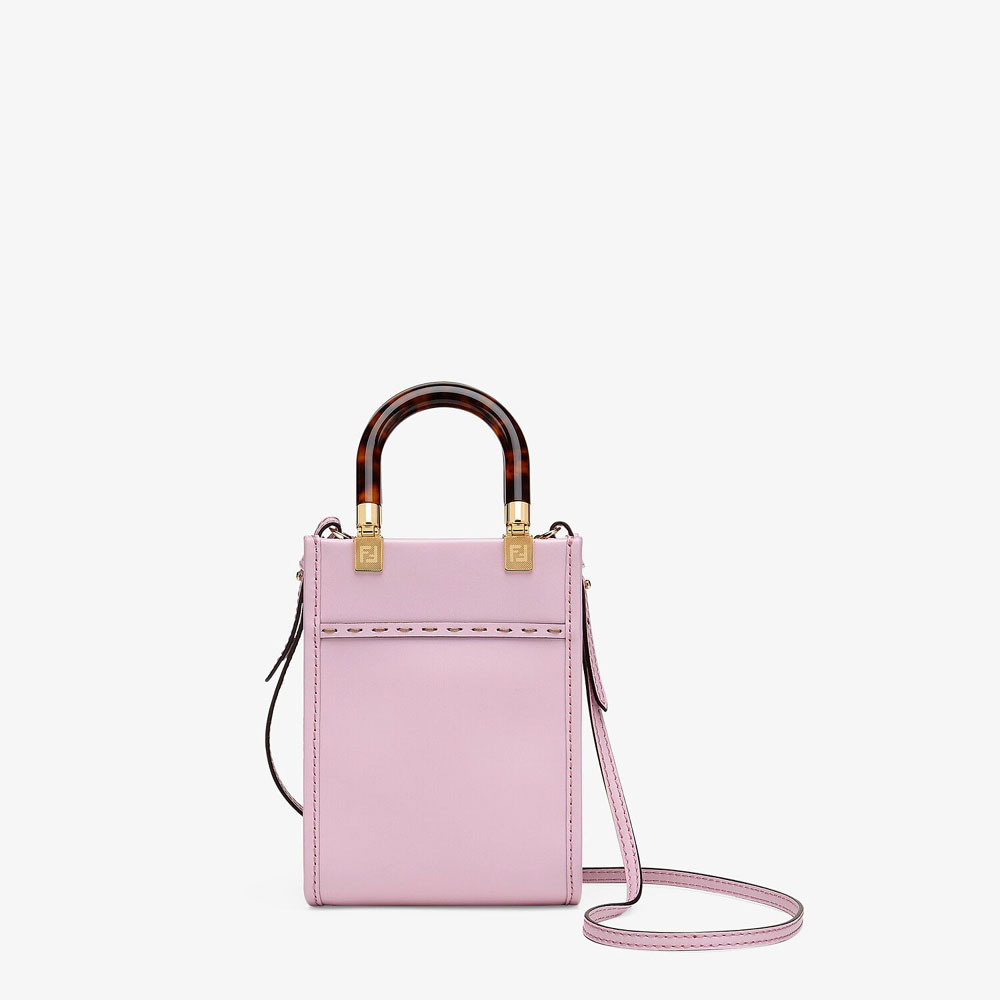 Fendi Mini Sunshine Shopper Pink Leather Mini Bag 8BS051 ABVL F0NVJ - Photo-4