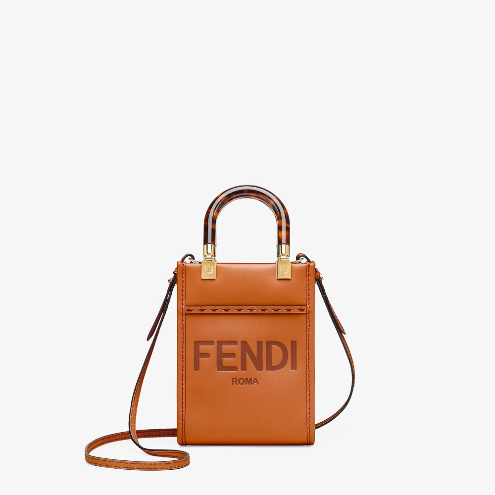 Fendi Mini Sunshine Shopper Dark Brown Mini Bag 8BS051 ABVL F0PWZ