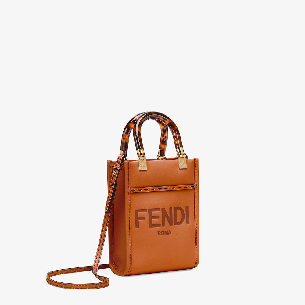 Fendi Mini Sunshine Shopper Dark Brown Mini Bag 8BS051 ABVL F0PWZ - Photo-3