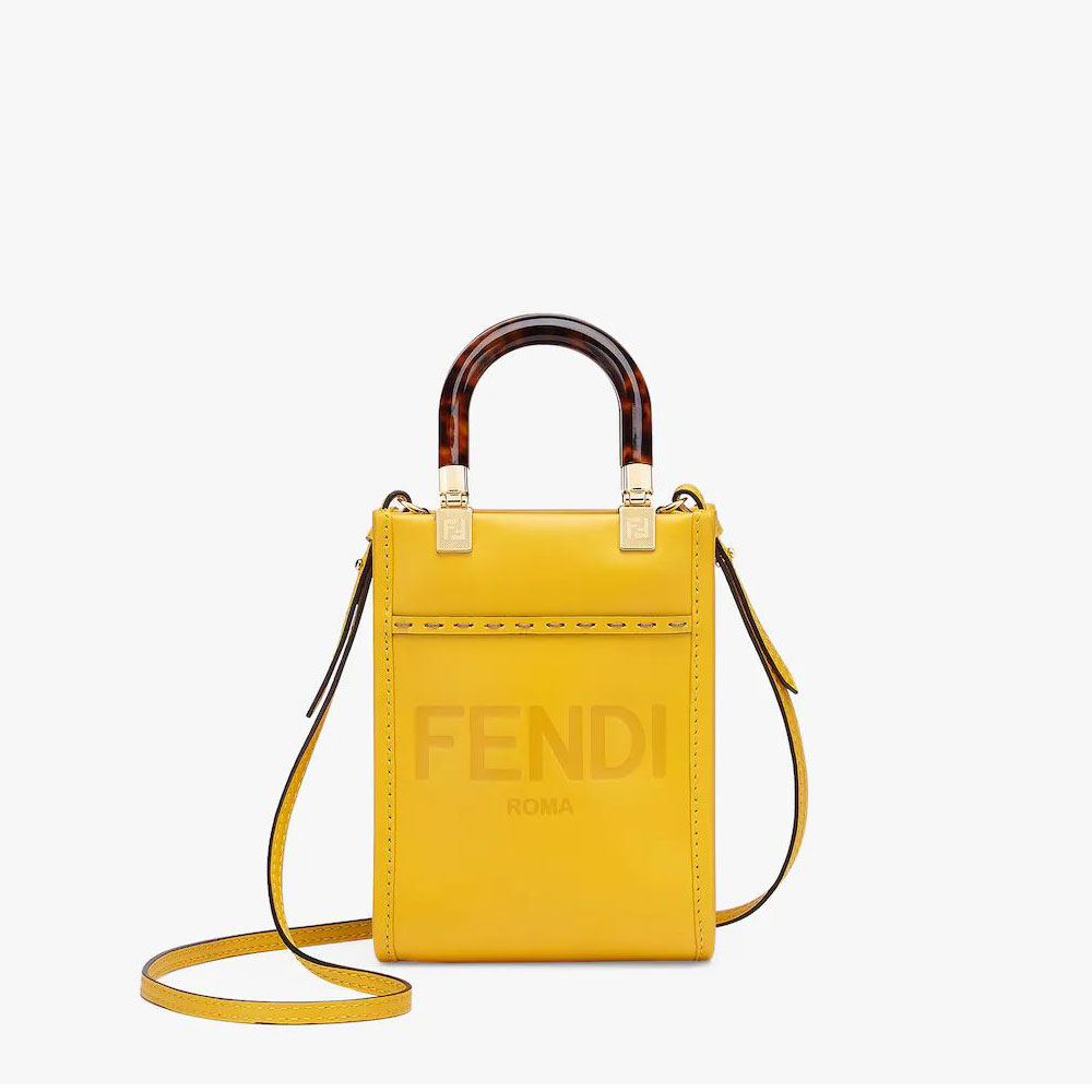 Fendi Mini Sunshine Shopper Yellow leather bag 8BS051ABVLF192E