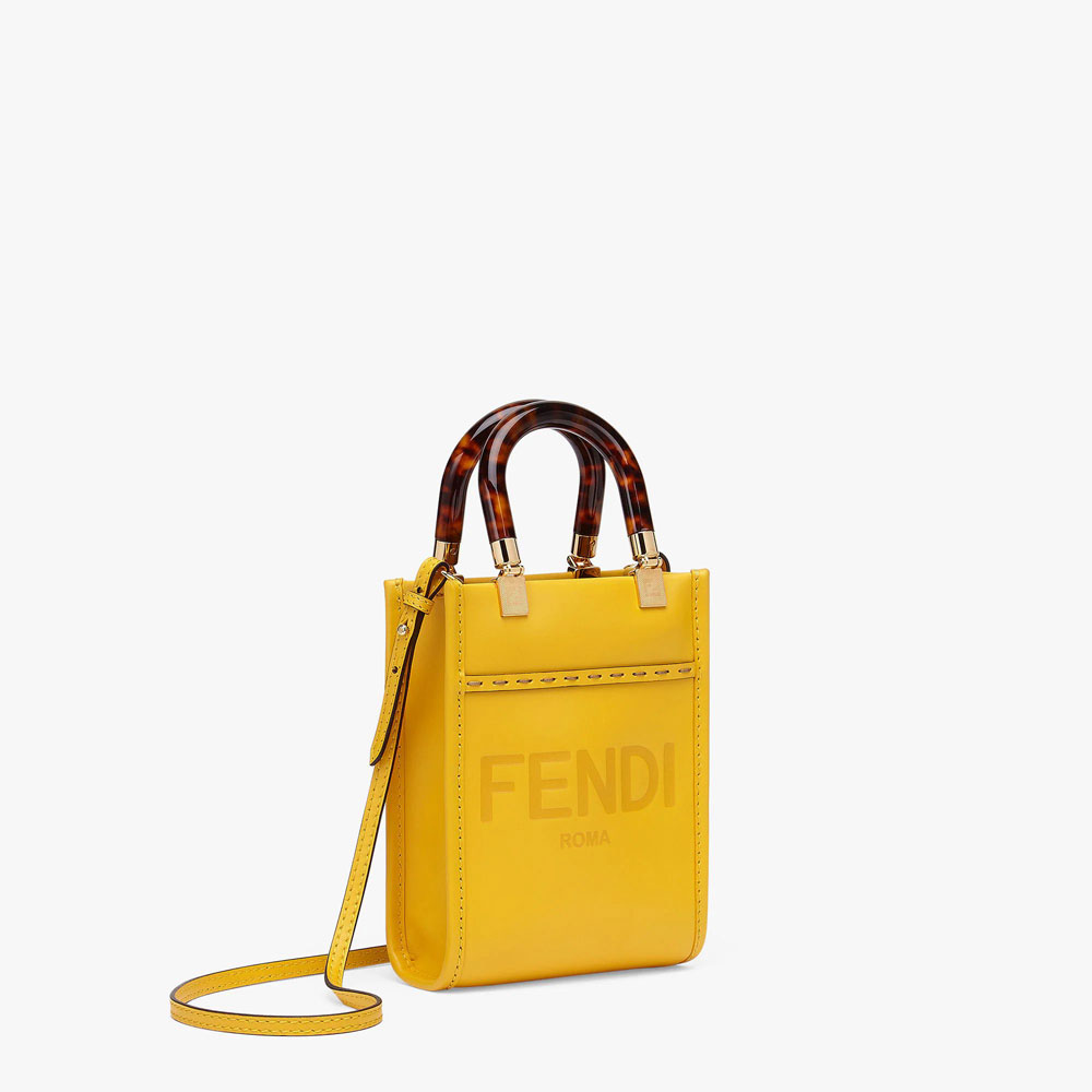 Fendi Mini Sunshine Shopper Yellow leather bag 8BS051ABVLF192E - Photo-2