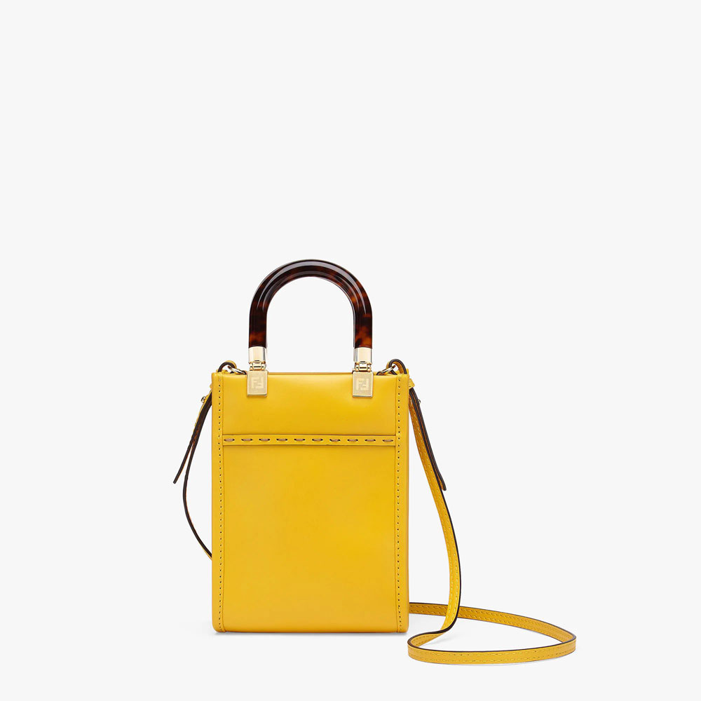 Fendi Mini Sunshine Shopper Yellow leather bag 8BS051ABVLF192E - Photo-3