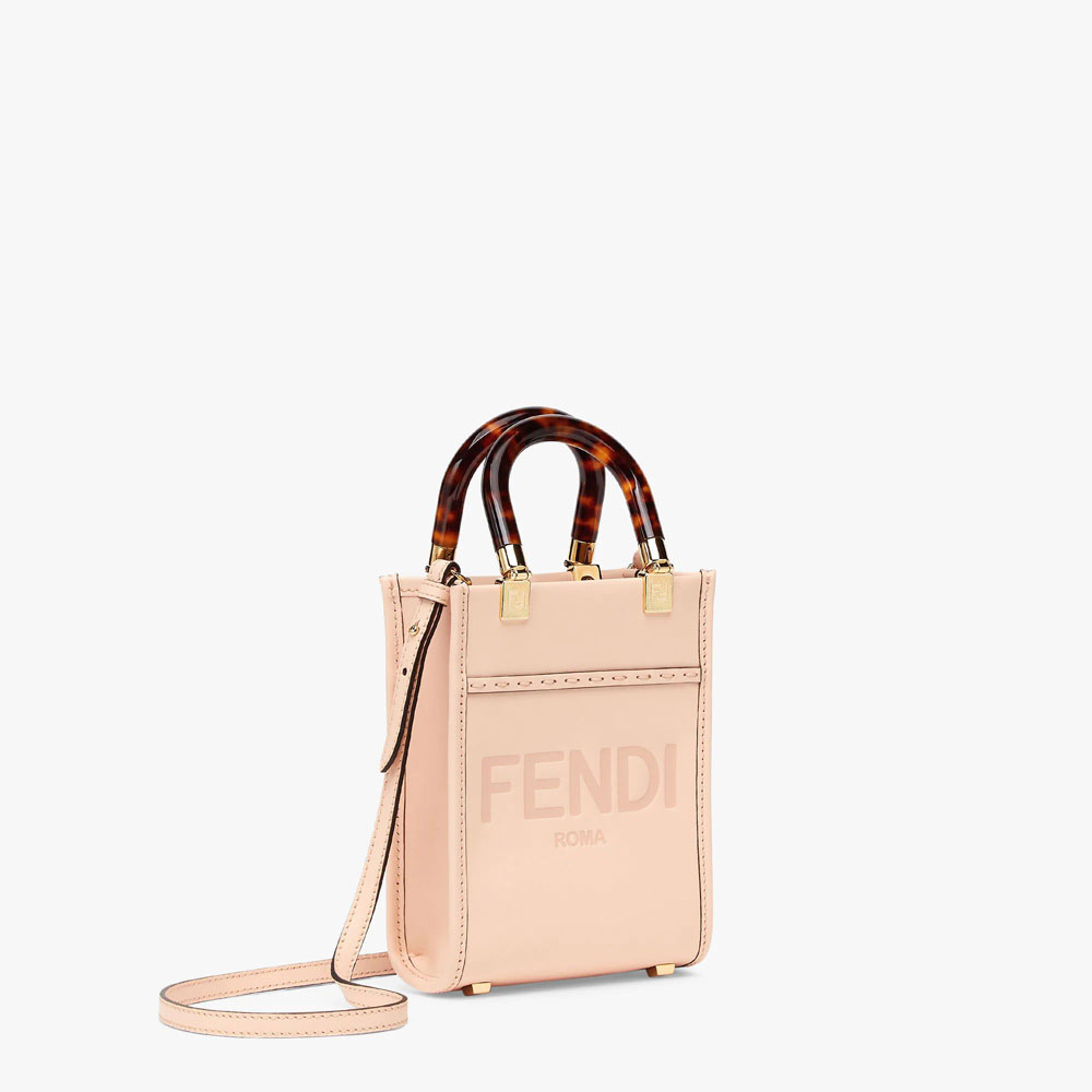 Fendi Mini Sunshine Shopper Pale pink leather bag 8BS051ABVLF1HDG - Photo-2