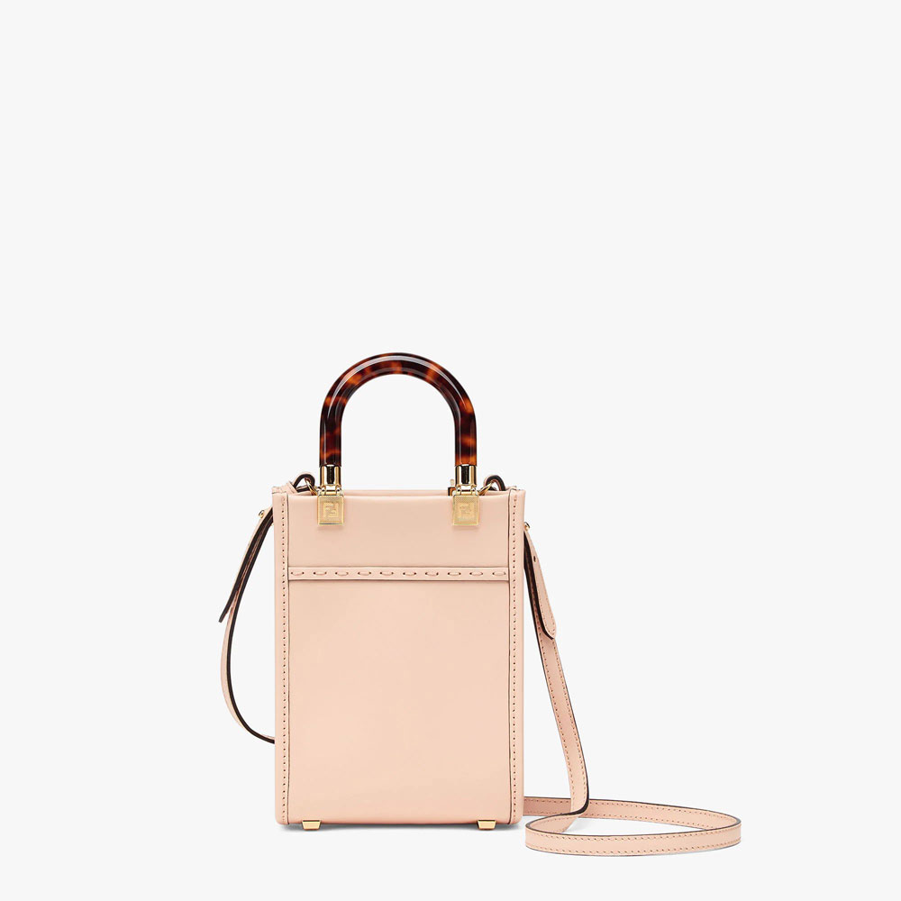 Fendi Mini Sunshine Shopper Pale pink leather bag 8BS051ABVLF1HDG - Photo-3
