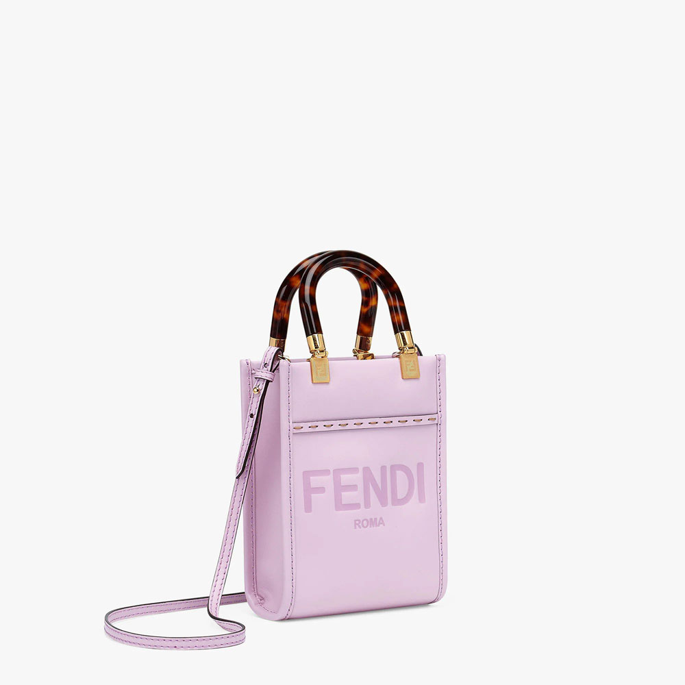 Fendi Mini Sunshine Shopper Leather Purple 8BS051ABVLF1HOV - Photo-2