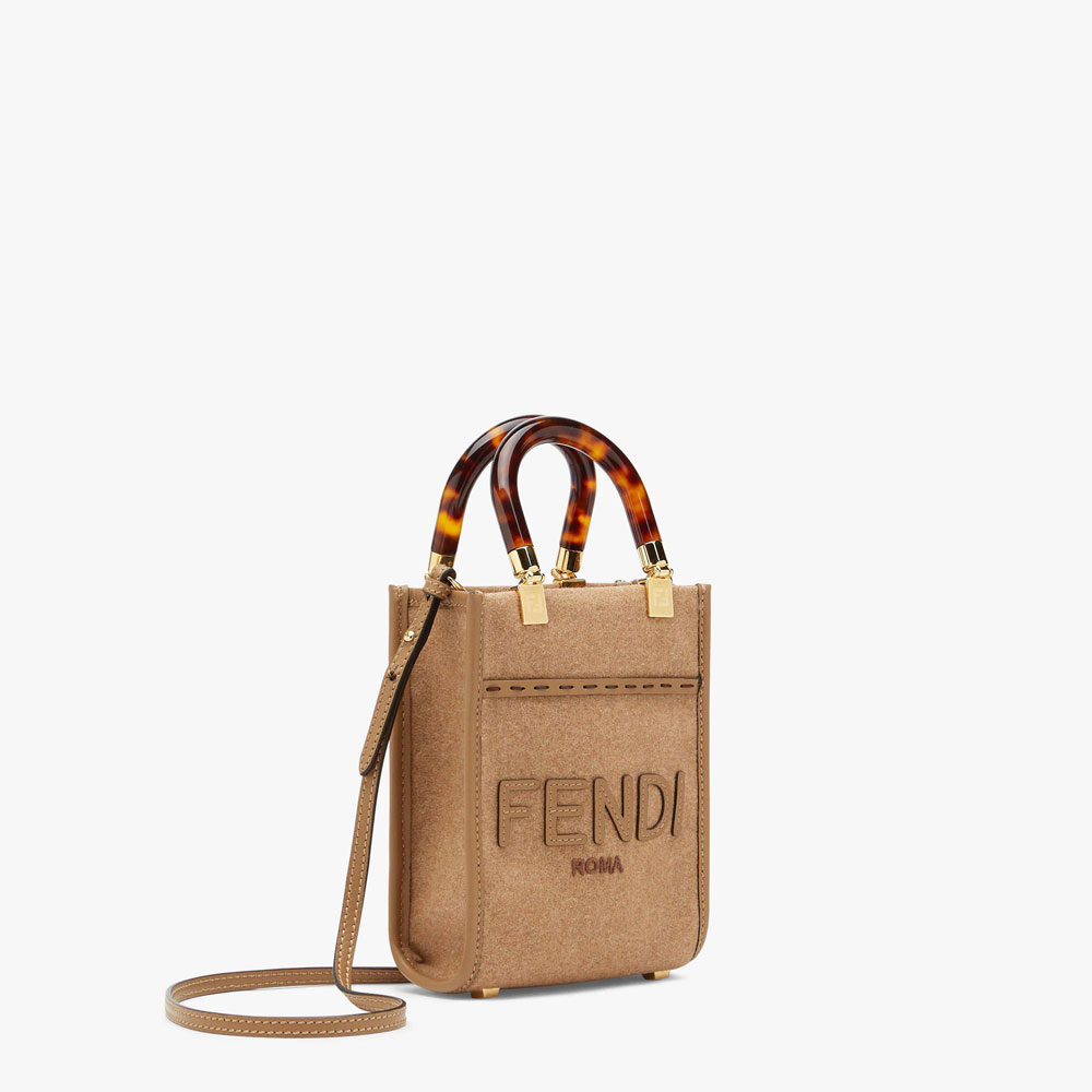 Fendi Mini Sunshine Shopper Brown flannel bag 8BS051AHJPF1F1T - Photo-2