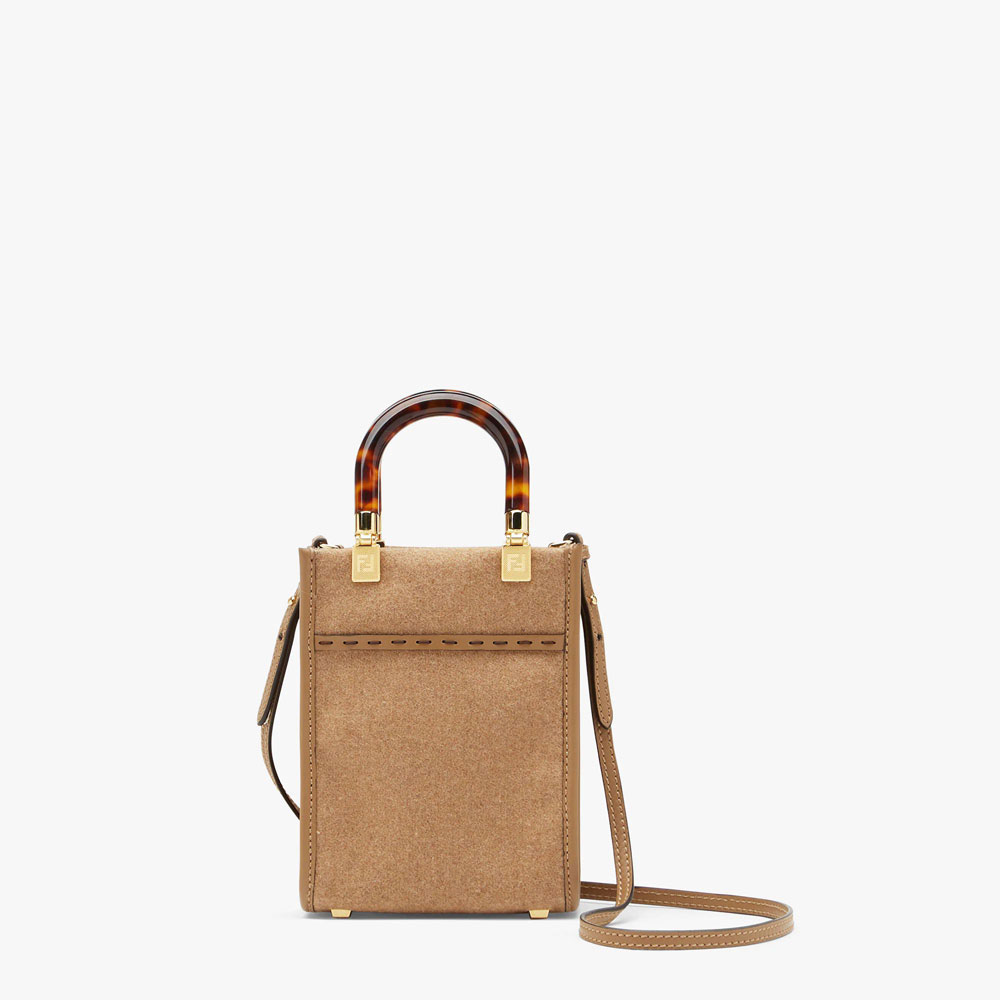 Fendi Mini Sunshine Shopper Brown flannel bag 8BS051AHJPF1F1T - Photo-3