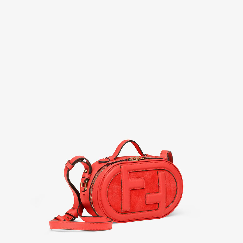 Fendi Mini Camera Case Red leather and suede bag 8BS058AHSBF0C3Q - Photo-2