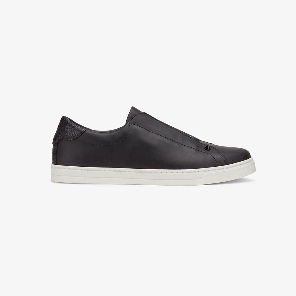 Fendi Sneakers Black Leather Slip Ons 8E6852 A625 F13CV