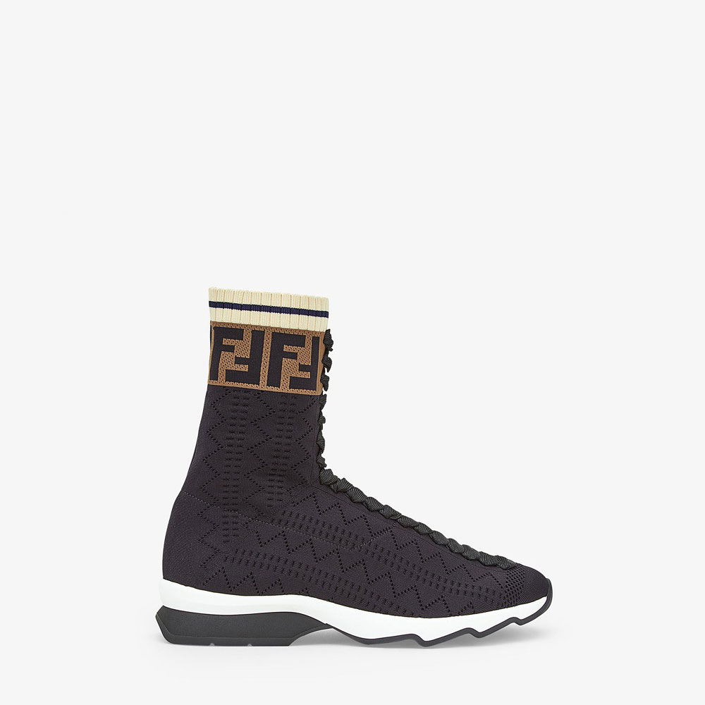 Fendi Sneakers Black Fabric Sneaker Boots 8T6515 A3GZ F13RH