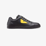 Fendi Sneakers Black And Yellow Leather Low Tops 7E1071 TTY F07OM