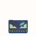 Fendi pouch blue leather pouch with inlays 7N0078O6GF08LC