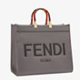 Fendi Sunshine Large Grey Leather Shopper 8BH372 ABVL F1BZC - thumb-2