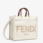 Fendi Sunshine Medium White Leather Shopper 8BH386 ABVL F0K7E - thumb-2