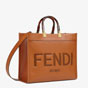Fendi Sunshine Medium Brown Leather Shopper 8BH386 ABVL F0PWZ - thumb-3