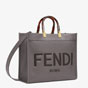 Fendi Sunshine Medium Grey Leather Shopper 8BH386 ABVL F1BZC - thumb-2
