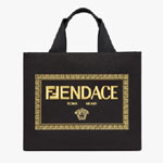 Fendi Small Shopping Bag Fendace Embroidered black 8BH395AJIAF0FQV