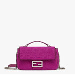 Fendi Baguette Chain Midi Purple FF fabric bag 8BR793AHW5F1GEH