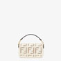 Fendi Baguette Mini White Canvas Bag With Embroidery 8BS017 AF2V F1DSV - thumb-3