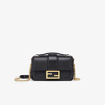 Fendi Mini Baguette Chain Black Nappa Leather Bag 8BS045 ACNX F15ZW