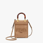 Fendi Mini Sunshine Shopper Brown flannel bag 8BS051AHJPF1F1T