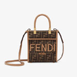 Fendi Mini Sunshine Shopper Brown FF fabric mini bag 8BS092ALP3F1AOE