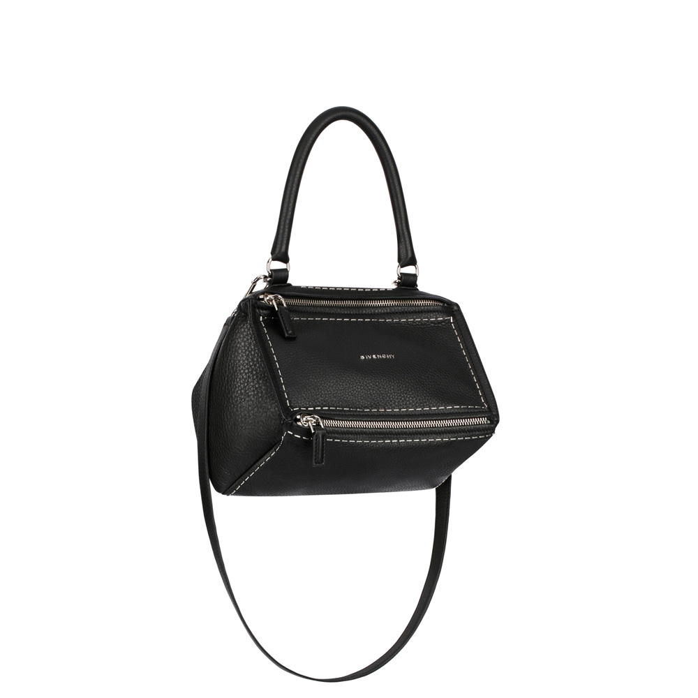Givenchy small pandora bag in black waxy leather metal stitchings BB05251664001