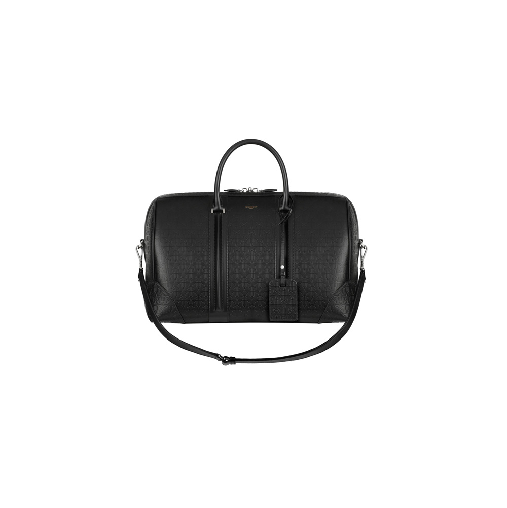 Givenchy lc small weekender with embossed trident black leather BJ05831020001