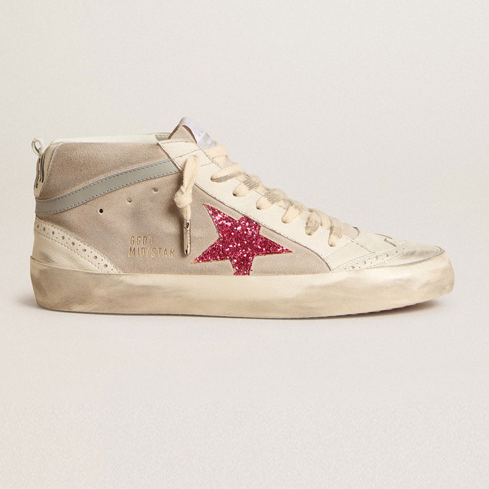 GGDB Mid Star in suede with fuchsia glitter star GWF00122 F005975 11877