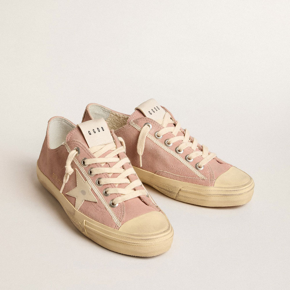 GGDB V-Star in pink suede with cream leather star GWF00129 F005885 25703 - Photo-2