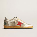 Golden Goose Ball Star in gray suede with red star GMF00327 F004032 60401