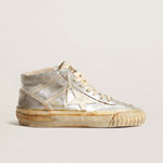 Golden Goose Mid Star in silver metallic ivory star GWF00408 F004083 70259