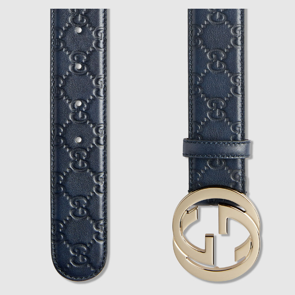 Guccissima belt with interlocking G 114876 AA61E 4009 - Photo-2
