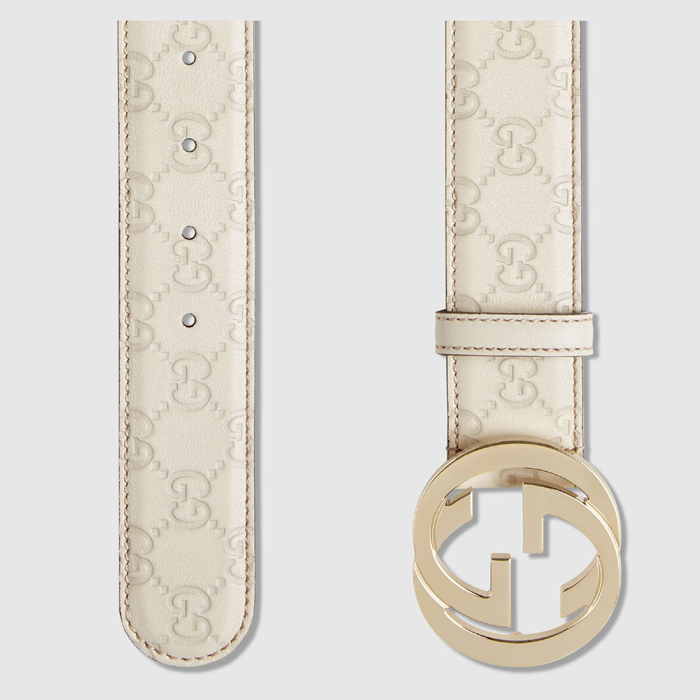 Guccissima belt with interlocking G 114876 AA61G 9022 - Photo-2