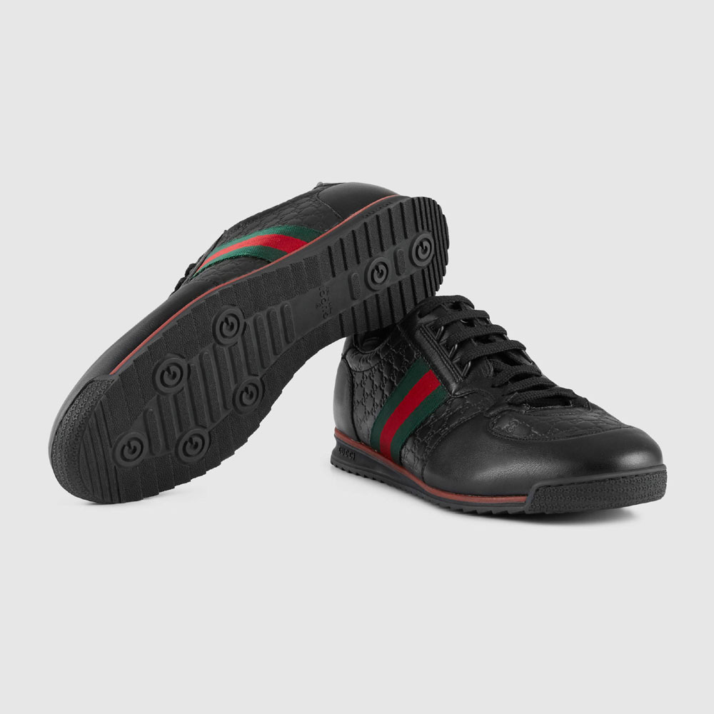 Gucci Leather sneaker with Web 233334 A9LA0 1061 - Photo-4