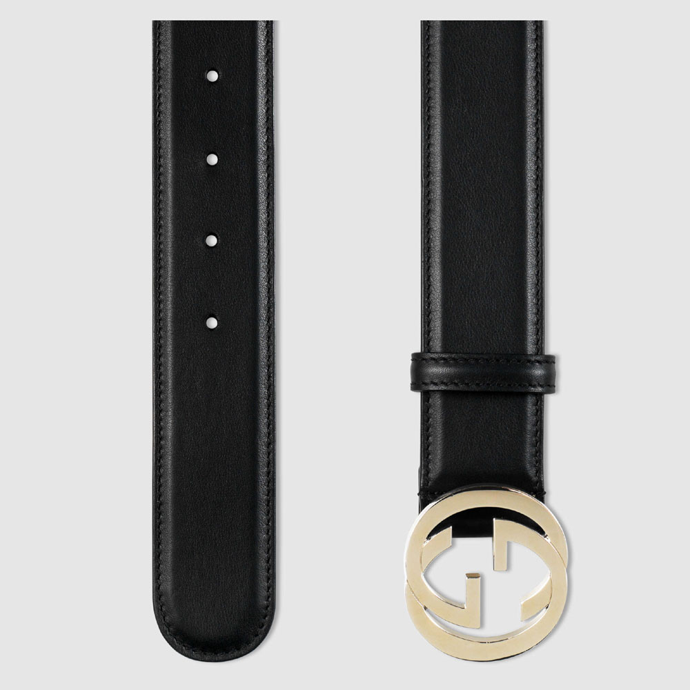 Gucci Leather belt with interlocking G 370543 AP00G 1000 - Photo-2