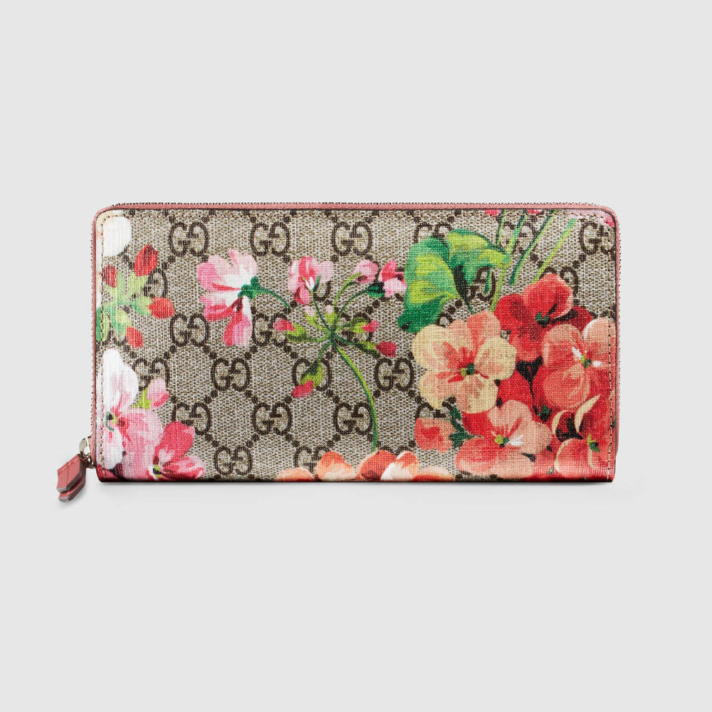 Gucci GG Blooms Supreme zip around wallet 404071 KU2IN 8693