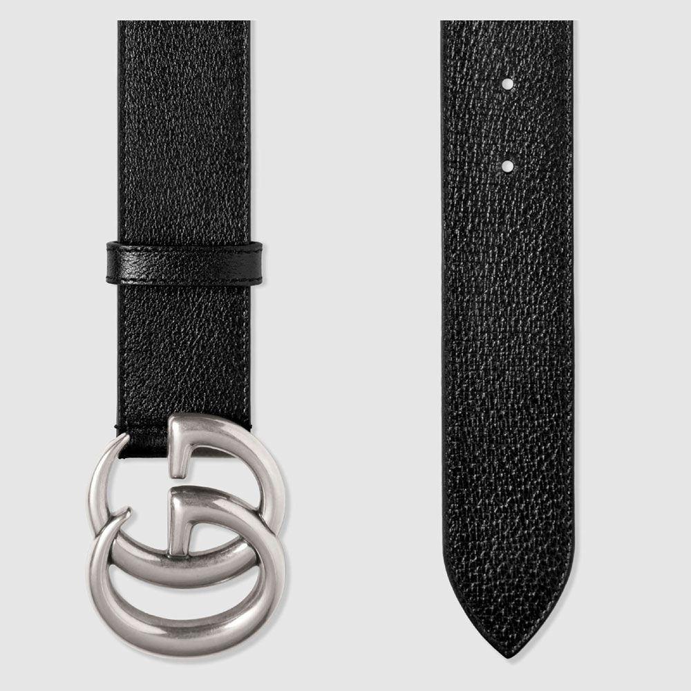Gucci Leather belt with double G buckle 406831 DJ20N 1000 - Photo-2