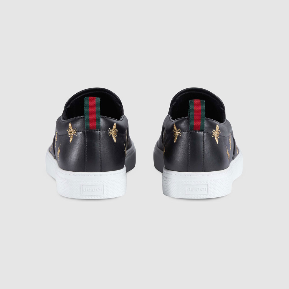 Gucci Leather slip-on sneaker with bees 407364 AXWB0 1076 - Photo-3