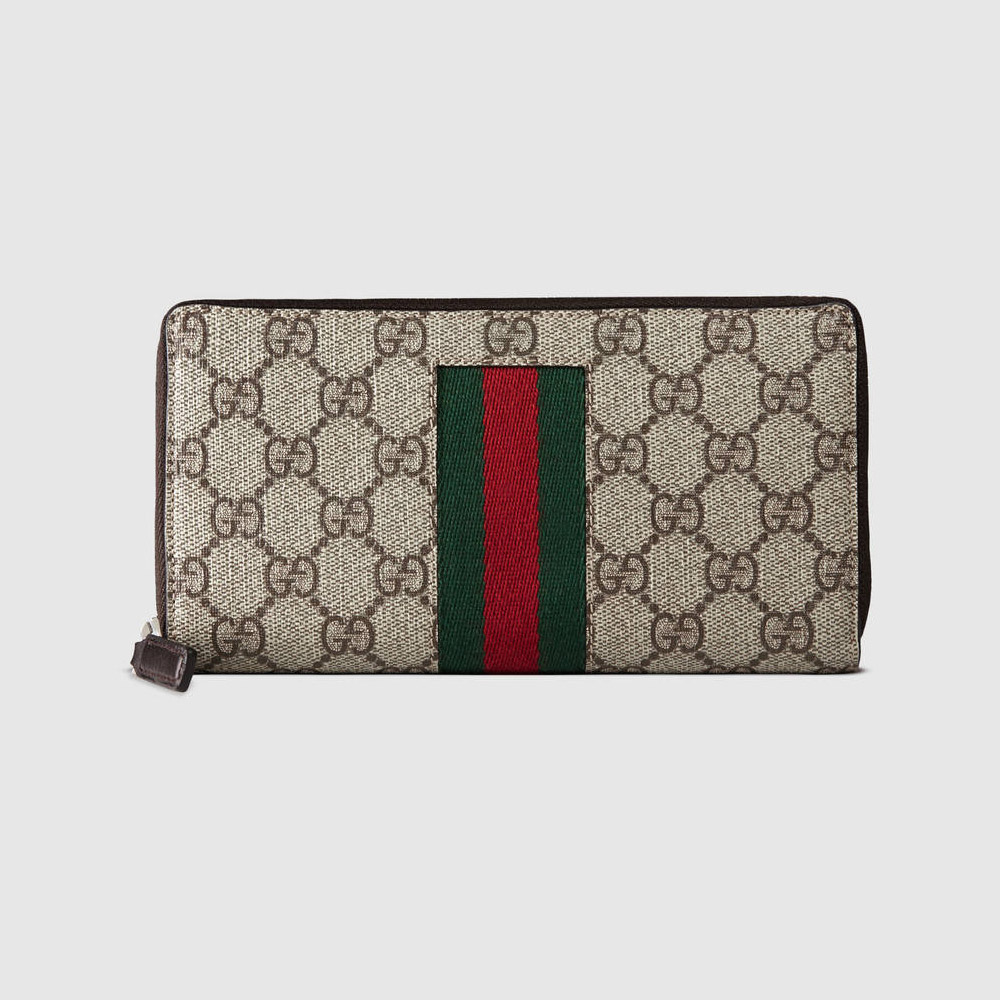 Gucci Web GG Supreme zip around wallet 408831 KHN4N 9791