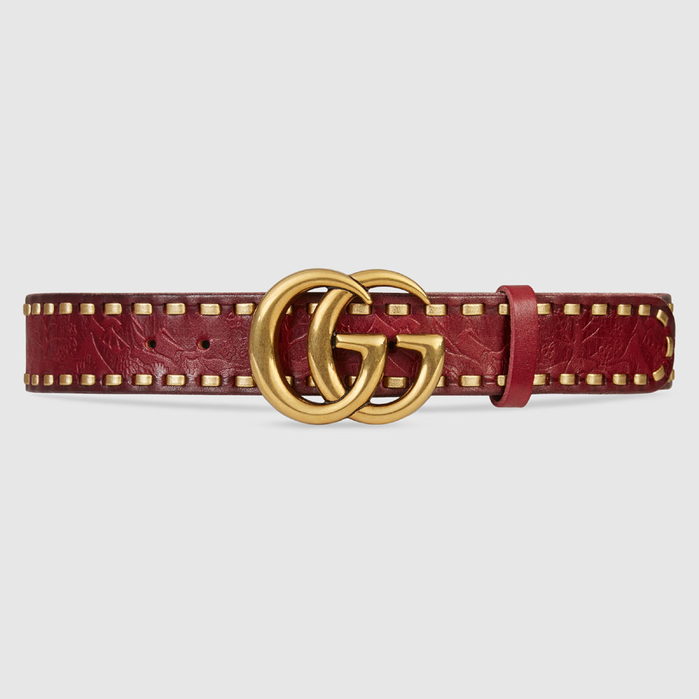 Gucci Embossed belt with double G buckle 409416 CVEHT 8637